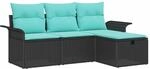 vidaXL Gartensofa-set mit Kissen mit Speicher 4 Stk Poly Rattan 3360187