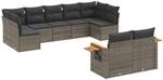 vidaXL 9-Tlg Garten-Sofagarnitur mit Kissen Grau Poly Rattan 3227131
