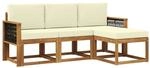 vidaXL Outdoor-Sofagarnitur mit Kissen 4 Stk Natur und Creme 3385111