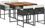 vidaXL 5-Tlg Garten-Essgruppe mit Kissen Schwarz Poly Rattan 3211263