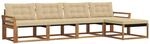 vidaXL Outdoor-Sofagarnitur mit Kissen 5-Tlg Natur und Beige 3369364
