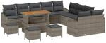 vidaXL Garten-Sofa-Set mit Kissen 14-Tlg Grau Poly Rattan 3362723