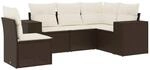 vidaXL 5-Tlg Garten-Sofagarnitur mit Kissen Braun Poly Rattan 3254910