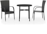 vidaXL 3-tlg Garten-Essgruppe Poly Rattan Schwarz Modell 20
