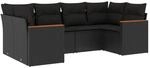 vidaXL 6-Tlg Garten-Sofagarnitur mit Kissen Schwarz Poly Rattan 3258660