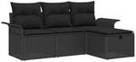 vidaXL Garten-Sofa-Set mit Kissen 4-Tlg Schwarz Poly Rattan 3360184