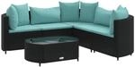 vidaXL 6-tlg Garten-Sofagarnitur mit Kissen Schwarz Poly Rattan Modell 257