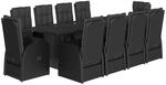 vidaXL 11-tlg Garten-Essgruppe mit Kissen Schwarz Poly Rattan Modell 38