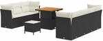 vidaXL Garten-Sofa-Set mit Kissen 10-Tlg Schwarz und Creme 3363395