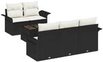 vidaXL 6-Teiliges Garten Sofa Set mit Kissen Schwarz Poly Rattan 3345237