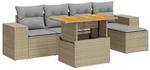 vidaXL 6-Tlg Garten-Sofagarnitur mit Kissen Beige Poly Rattan 3327363