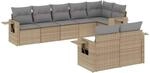 vidaXL 8-Tlg Garten-Sofagarnitur mit Kissen Beige Poly Rattan 3220418