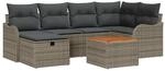 vidaXL Garten-Sofa-Set mit Kissen mit Speicher 7-Tlg Grau Poly Rattan 3360814