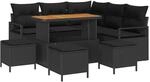 vidaXL Garten-Sofa-Set mit Kissen mit Speicher 9-Tlg Schwarz 3364479