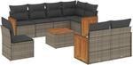 vidaXL 9-tlg Garten-Sofagarnitur mit Kissen Grau Poly Rattan Modell 84