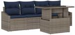 vidaXL Garten-Sofa-Set mit Kissen mit Speicher 5 Stk Grau Poly-Rattan 3357648