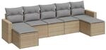 vidaXL 7-Tlg Garten-Sofagarnitur mit Kissen Beige Poly Rattan 3251676