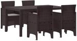 vidaXL 5-Teiliges Garten Essset mit Kissen in Braun Poly Rattan 3378699