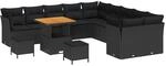 vidaXL Garten-Sofa-Set 13-Tlg Schwarz Poly Rattan 3361539