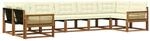 vidaXL Outdoor-Sofagarnitur mit Kissen 7 Stk Natur und Creme 3381666