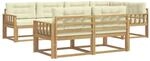vidaXL Outdoor-Sofagarnitur mit Kissen 6-Tlg Wei&szlig; und Creme Polyester 3386579