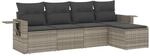 vidaXL 5-Tlg Garten-Sofagarnitur mit Kissen Hellgrau Poly Rattan 3220091