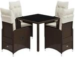 vidaXL 5-Tlg Garten-Bistro-Set mit Kissen Braun Poly Rattan 3277064