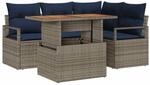 vidaXL Garten Essgruppe mit Kissen 5-Tlg Grau und Marineblau 3349709