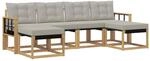 vidaXL Outdoor-Sofagarnitur mit Kissen 6-Tlg Wei&szlig; und Hellgrau 3389745