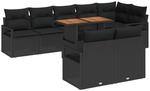 vidaXL Garten-Sofa-Set mit Speicher 9-Tlg Schwarz Poly Rattan 3358466