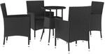 vidaXL 5-tlg Garten-Bistro-Set mit Kissen Schwarz Poly Rattan Modell 1
