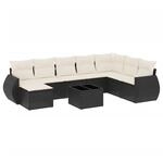 vidaXL 9-Tlg Garten-Sofagarnitur mit Kissen Schwarz Poly Rattan 3254103