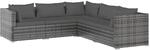 vidaXL 5-tlg Garten-Lounge-Set mit Kissen Poly Rattan Grau Modell 30