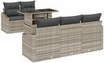 vidaXL Garten-Sofa-Set mit Speicher 6-Tlg Hellgrau Poly Rattan 3357655