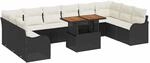 vidaXL Garten-Sofa-Set mit Speicher 11-Tlg Schwarz Poly Rattan 3358245