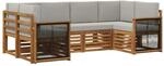 vidaXL Ecksofa Set mit Kissen 5 Stk Natur und Hellgrau 3384772