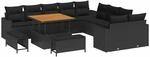 vidaXL Garten-Sofa-Set 13-Tlg Schwarz Poly Rattan 3361664