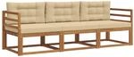 vidaXL Outdoor-Sofagarnitur mit Kissen 3-Tlg Natur und Beige 3367111
