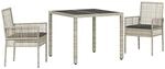 vidaXL Garten Essgruppe 3-Tlg Hellgrau Poly Rattan 3334895