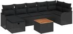 vidaXL Garten-Sofa-Set mit Kissen 8-Tlg Schwarz Poly Rattan 3360824