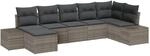 vidaXL 7-Teiliges Gartensofa-Set mit Kissen in Grau aus Poly Rattan 3355818