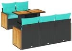 vidaXL 6-Tlg Gartensofa-Set mit Kissen Schwarz Polyrattan Akazie 3327662