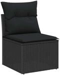 vidaXL 9-Teiliges Garten-Sofa-Set mit Kissen Schwarz Poly Rattan 3347618