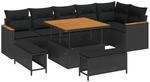 vidaXL Gartensofa-Set mit Kissen 9 Stk Schwarz Poly Rattan 3365004