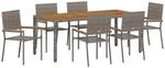 vidaXL Garten Essgruppe 7-Tlg Grau Poly-Rattan 3365411