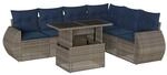 vidaXL 7-Tlg Gartensofa-Set mit Kissen Grau Polyrattan 3268561