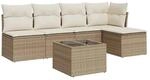 vidaXL 6-Tlg Garten-Sofagarnitur mit Kissen Beige Poly Rattan 3249367