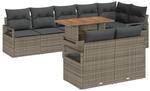 vidaXL Garten-Sofa-Set mit Kissen 9-Tlg Grau und Braun 3349726