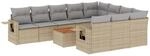 vidaXL 11-Tlg Garten-Sofagarnitur mit Kissen Beige Poly Rattan 3224743