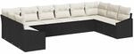 vidaXL Gartensofa-Set 10 Stk Schwarz und Creme Poly-Rattan 3355566